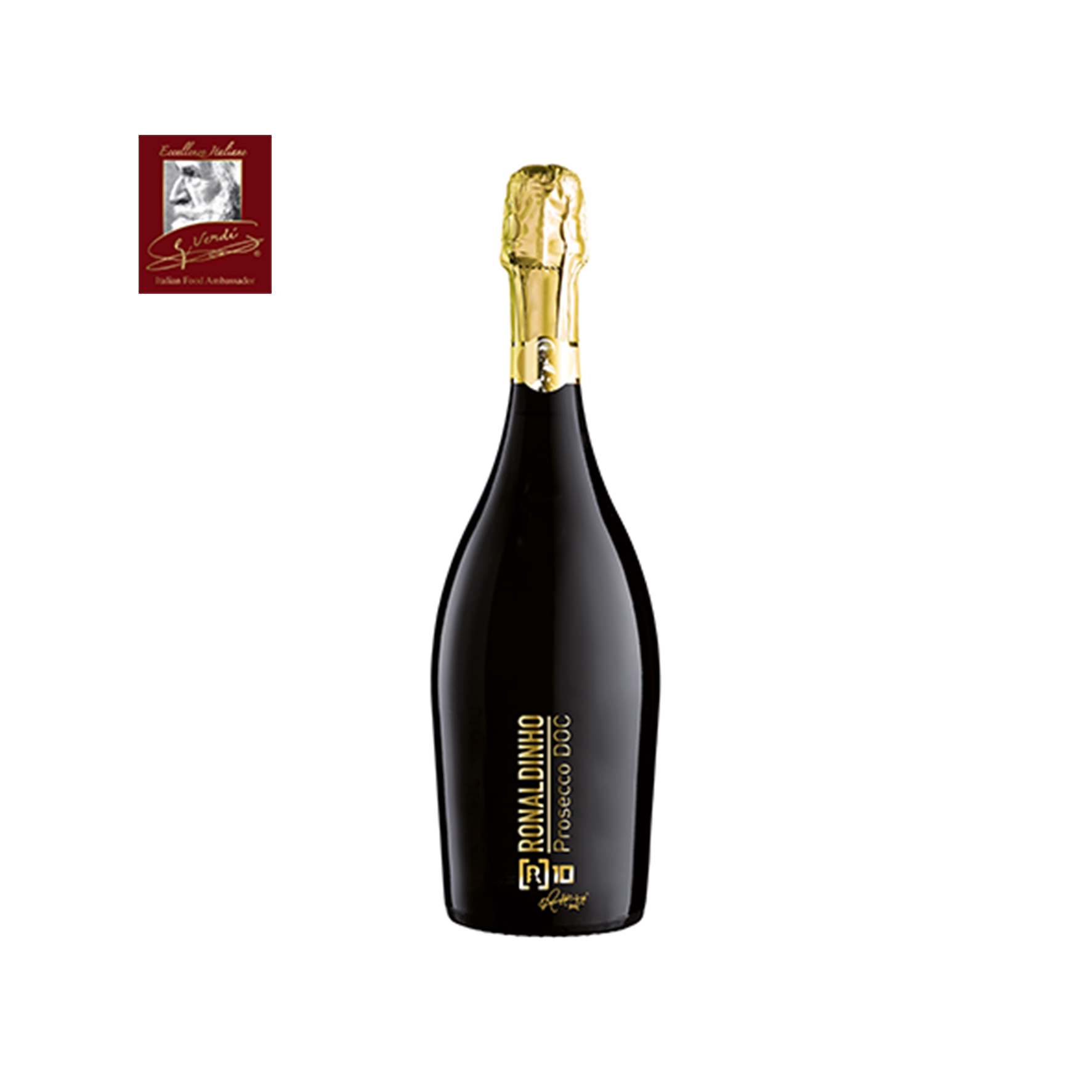 Ronaldinho [R]10 Prosecco DOC Italian White Sparking Wine 0.750 L bottles The Wine of Champion GVERDI Selection Made Italy wine