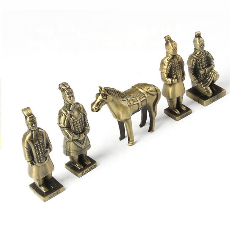 cute alloy material tiny terracotta warriors and horses box for gift