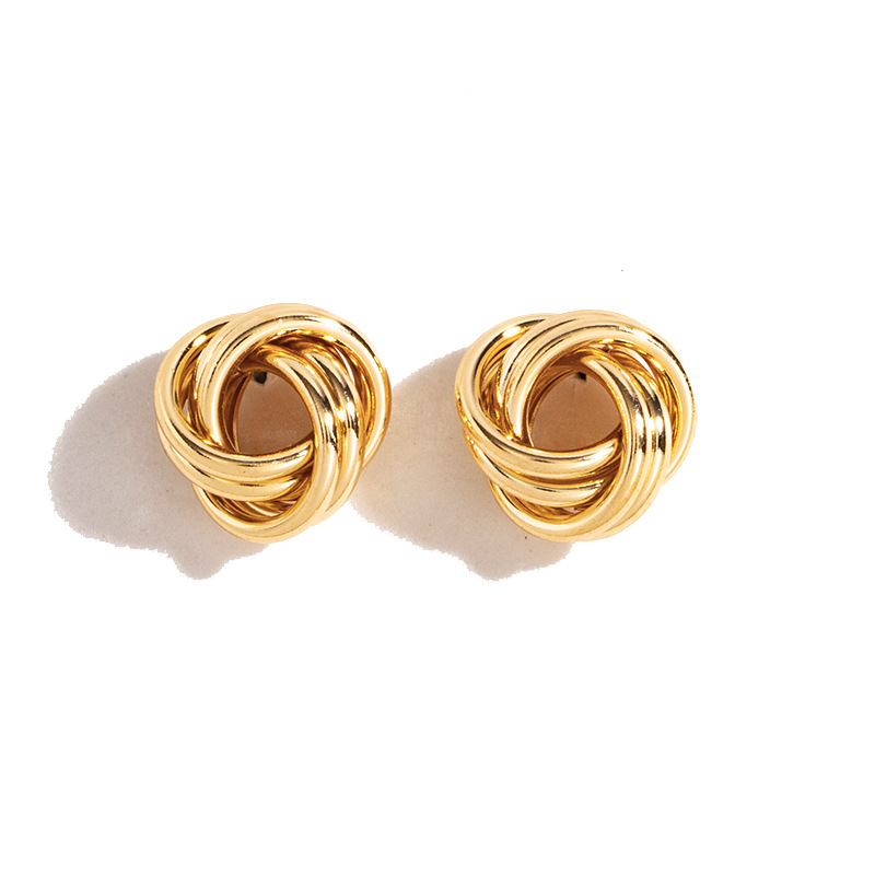 Explosive style irregular shape earrings flower earrings made of copper alloy creative flower wrapped twisted stud earrings