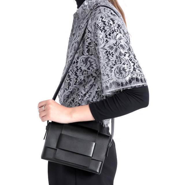 Fashion lady shoulder bag genuine leather handbags black cross body bag for women