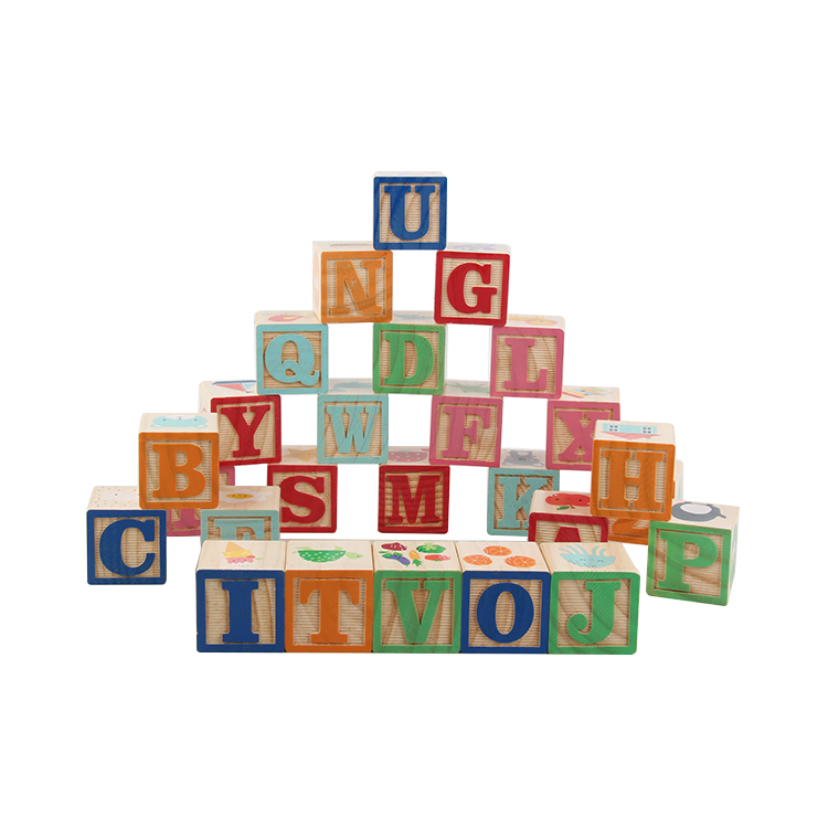 Toddlers Colorful Alphabet Stacking Educational Toy Wooden ABC Letter Blocks