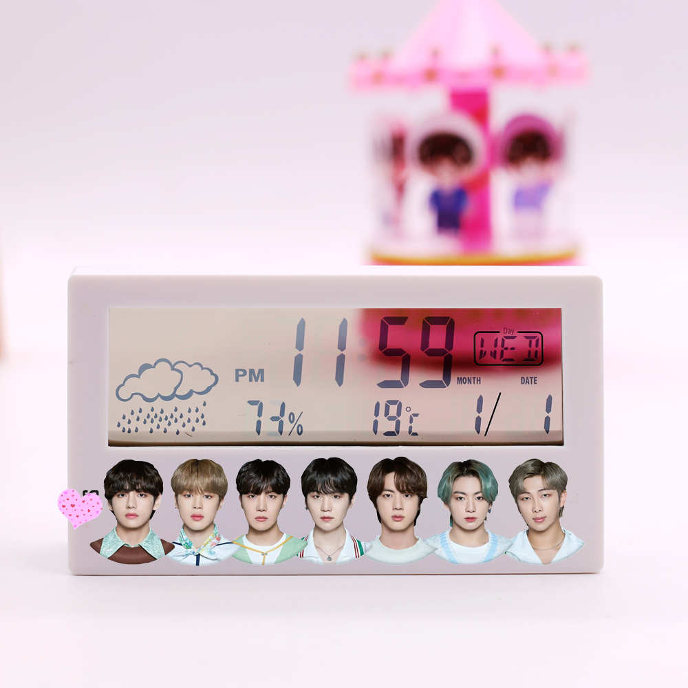 Часы-Будильник Bangtan Boys Jungkook V Jimin J-Hope Suga Jin RM, многофункциональный подарок, будильник для погоды