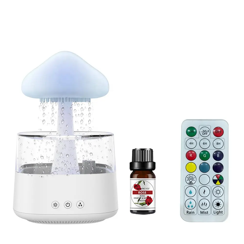 2023 OEM Logo Remote Control Night Light Essential Oil Aroma Diffuser Rainy Cloud Mushroom Air Humidifier Supplier
