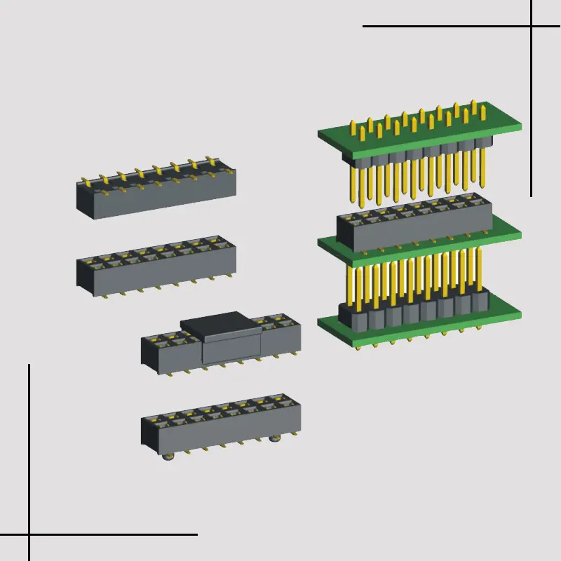 smd bottom entry pcb connector 3.7mm high female header