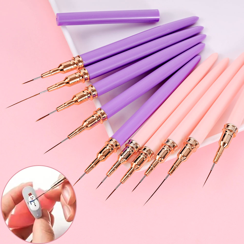 5pcs Professional Manicure Pen 7/9/11/15/20MM Nail Liner Brush Set Handle Nail Art Pen Brush Drawing Lines Stripe PaintingTools