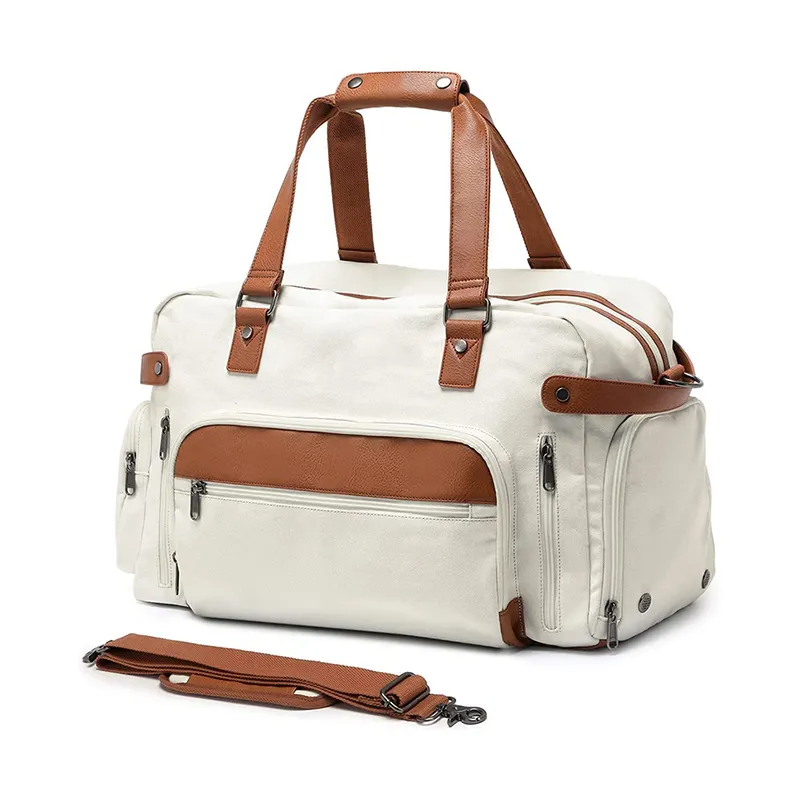 New Design Fashion Canvas Overnight Bag Travel Carry on Shoulder Duffel Bag Weekender Bag  for Men Women