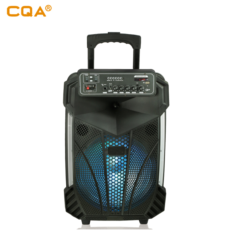 Новинка 2019, недорогие караоке-колонки на колесиках CQA caixa de som с беспроводным микрофоном