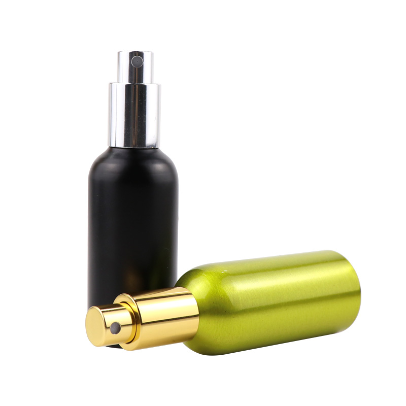Eco friendly golden metal empty aluminum cosmetic perfume metal top cap spray bottle