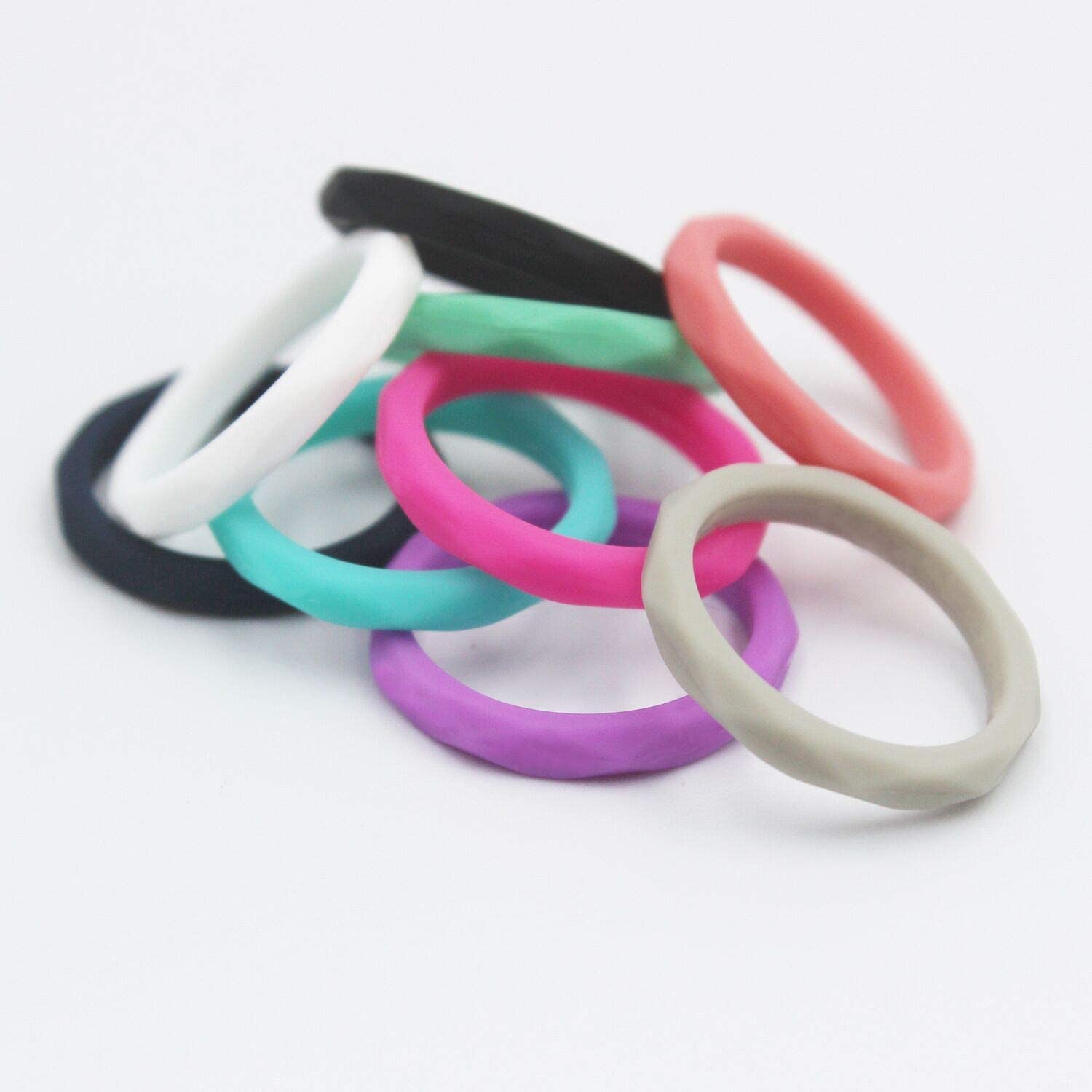 Rubber Wedding Ring Thin Rhombic Design Silicone Wedding Engagement Bands Stackable Rings,3mm Wide silicone rings