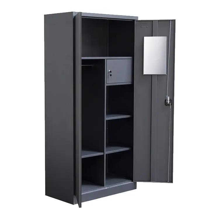 With Mirror and Small Safes Box Cabinet Black Color Adjustable Shelves Big Steel Locker Metal Lockers