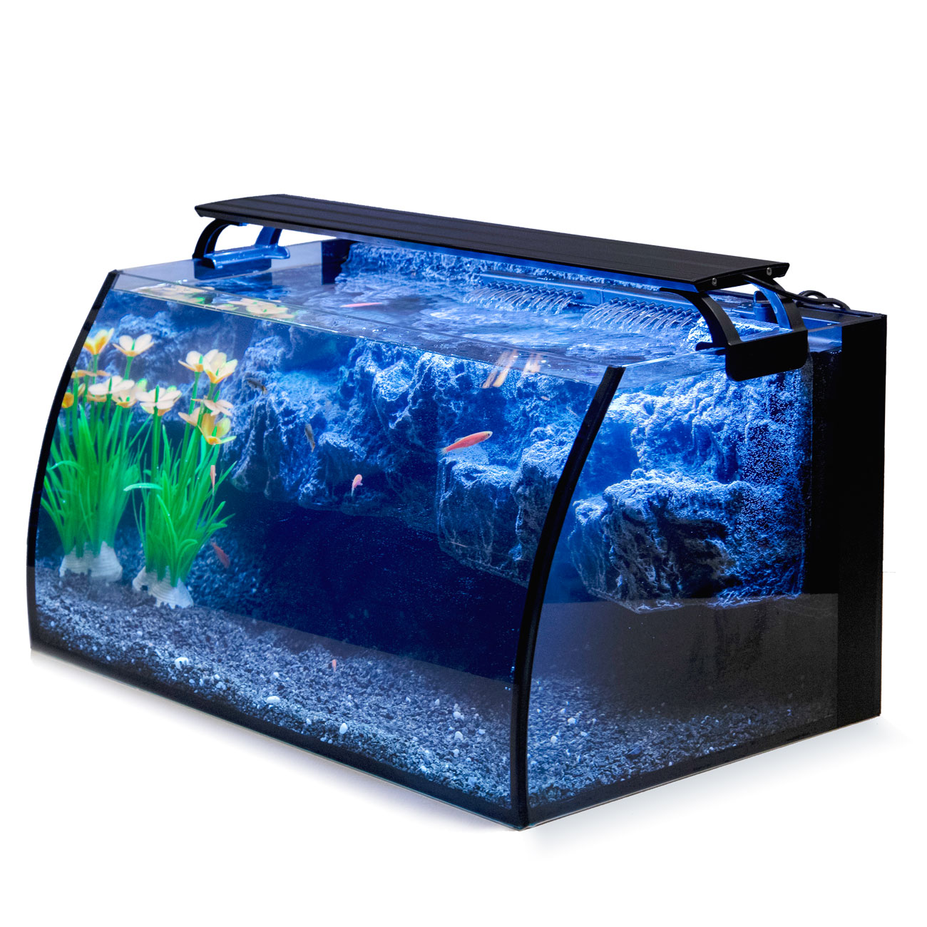 Best Seller Hygger 8 Gallon LED Glass Aquarium fish tank Mutil-modes LED Light Durable Power FilterNew View Curved Tank