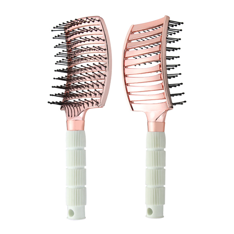 Fluffy hairstyle custom hairdressing rose gold men's big back oil head hair brush curved ribs big curved comb