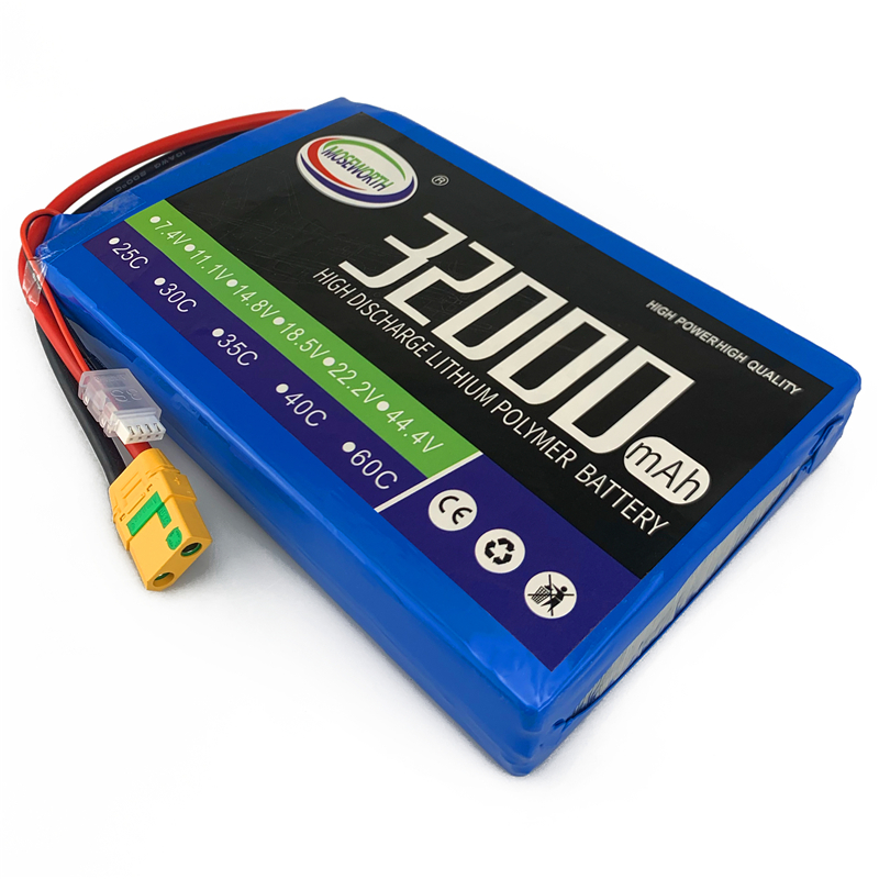 Высокопроизводительный 44,4 V 32000mAh 25C 12S RC Lipo аккумулятор для Дронов
