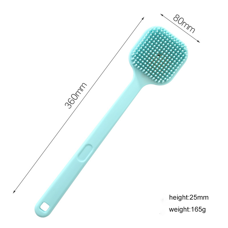 Long Handle Double-Sided Shower Body Scrub Back Silicone Scrubber Soft Bath Body Brush for Shower