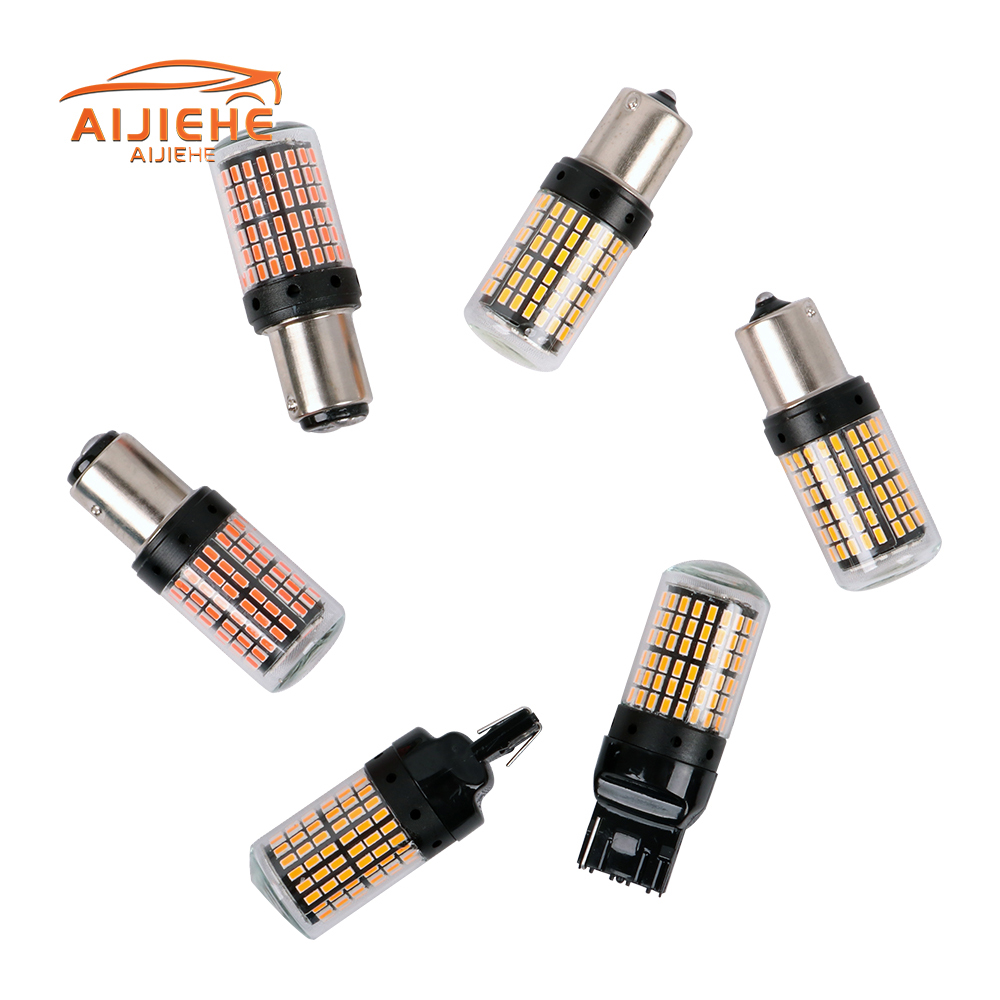 12 В T20 S25 1156 1157 3014 144SMD Светодиодная лампа указателя поворота Canbus без ошибок противотуманные фары