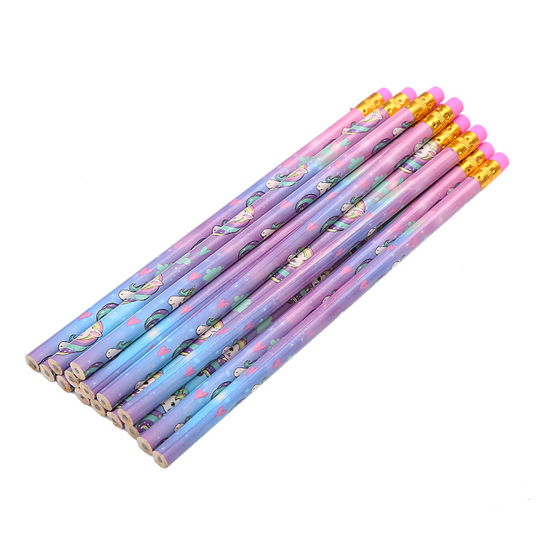 Beautiful promotional advertising custom heat transfer film 7inch pencil HB pencil with logo