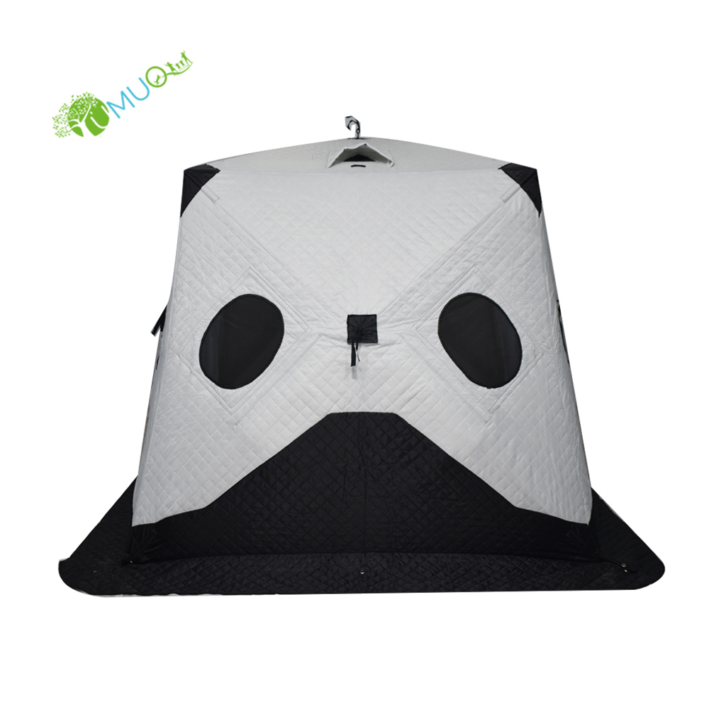 YumuQ 6.5' x 6.5' x 5.7' 3-4 Person Winter Ice Fishing Tent Shelter, Waterproof and Windproof Pop Up Ice Fishing Tent
