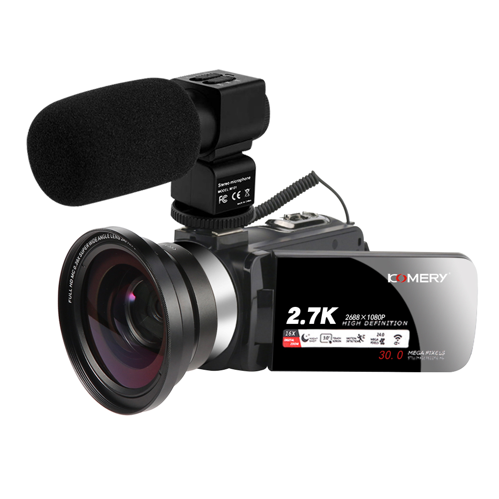 Видеокамера с сенсорным экраном для YouTube Handycam 16X, цифровое увеличение, фотография и видео, 2,7 K, Wi-Fi, видеокамера, видеокамера