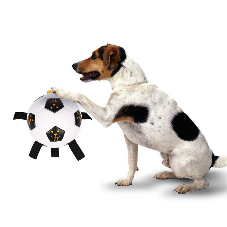 Dog Soccer Ball with Grab Tabs Indestructible for Small Medium Large Dogs Indoor Outdoor Dog Toys