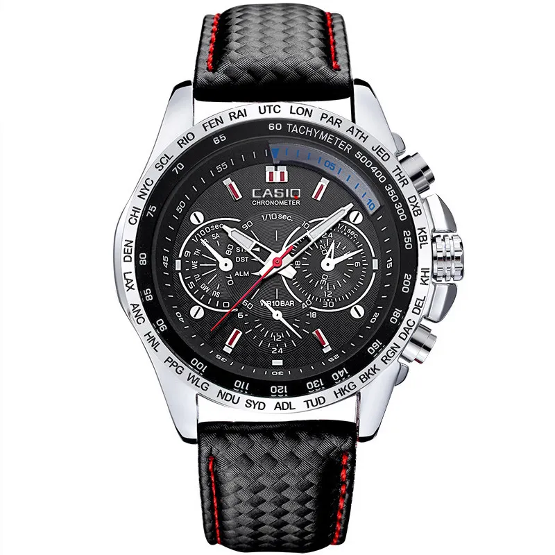 Hot Selling Fashion Leather Sport Quartz Watch Men Chronograph Waterproof Wrist Watch