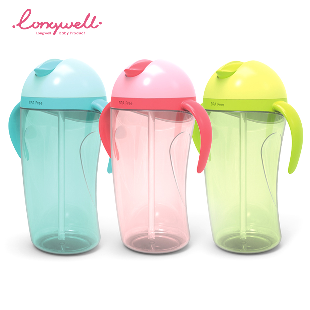 Бутылка для воды из полипропилена Ningbo Longwell на заказ, Детская Бутылочка с откидной крышкой, силиконовые ручки, бутылочки без бисфенола А, тренировочная чашка для питья, 100% пищевого класса