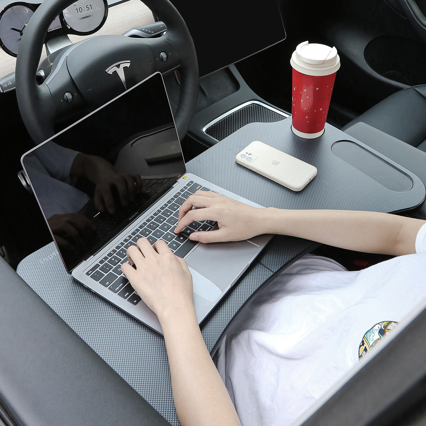 Topfit Auto Steering Wheel Desk For Tesla Model S Y Car Table Steering Wheel Tray for Laptop , Food Eating