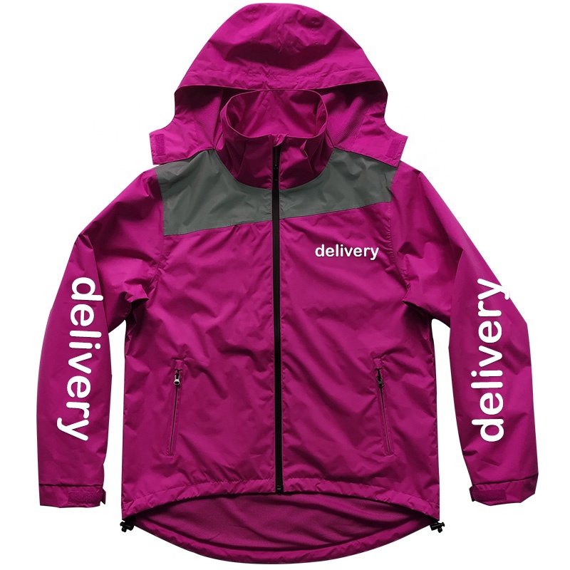 China Factory Direct Bespoke Food Delivery Uniforms for Rider Waterproof Cycling Jacket Raincoat Custom Logo Label Colors