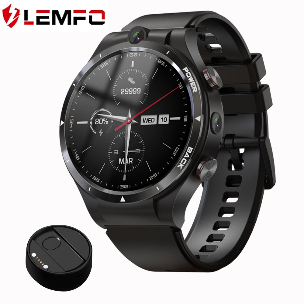 LEMFO Новое поступление LEM15 Android 10 900 мАч батарея Портативное зарядное устройство 4g + 128g сердечный ритм Смарт-часы с двумя камерами GPS WIFI SIM-карта