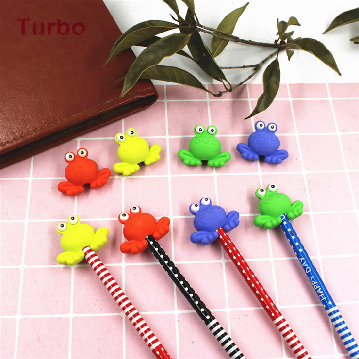 Free samples Wholesale High Quality School cartoon stationery Eco-friendly material 3d novetly frogshaped rubber tpr eraser
