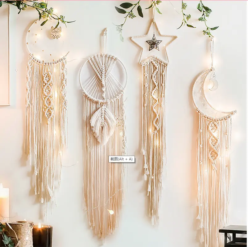 Moon and star handmade dream catcher macrame wall hanging for room decoration