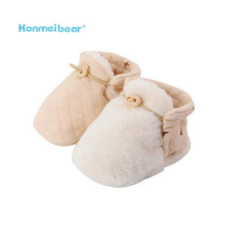 2021 Custom Cotton Fluffy Animal Shaped Children Indoor Flat Solid Baby Shoes Plush Slipper Kids