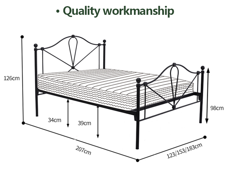 2021 Newly Designed Wrought Iron Bed Minimalist Ironwork Bedroom Furniture Metal Bed