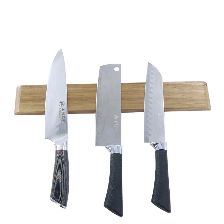 Good Quality Wall-mounted Strong Magnet Force Bamboo Wooden Universal Knife Block Magnetic Tool Holder Magnetic Knife Strip