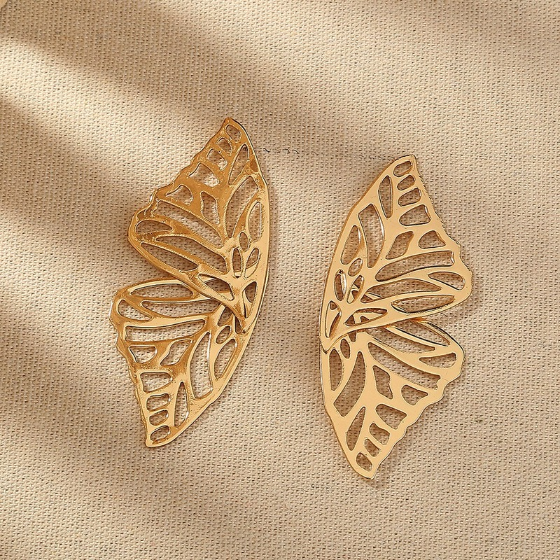 Symmetrical Butterfly Wings Earrings Creative Hollow Fashion Simple Texture Hoop Earrings Ins