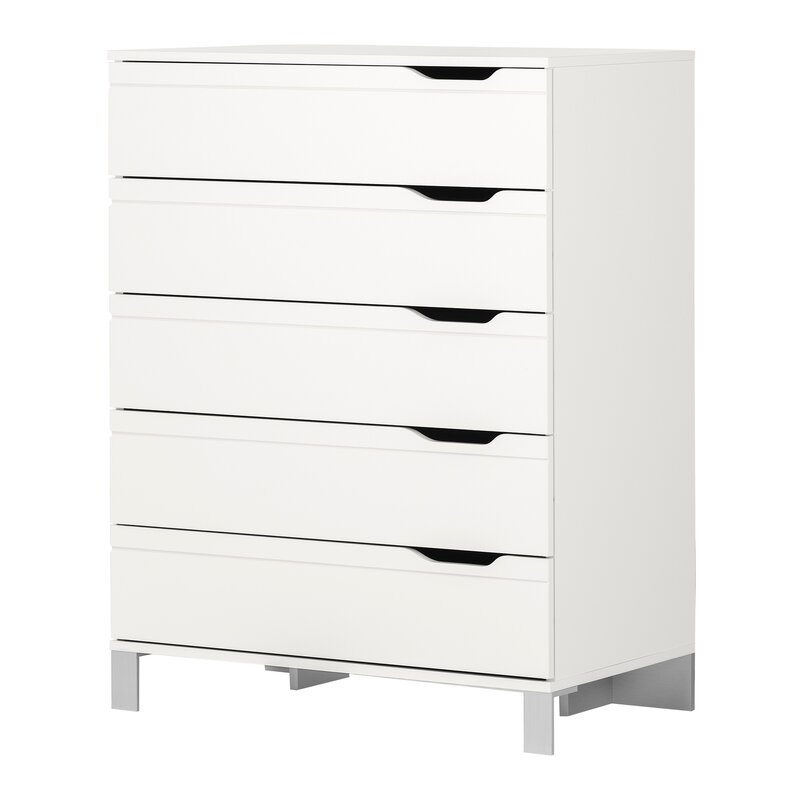 High quality home furniture white drawer chest 5 big drawer cabinet