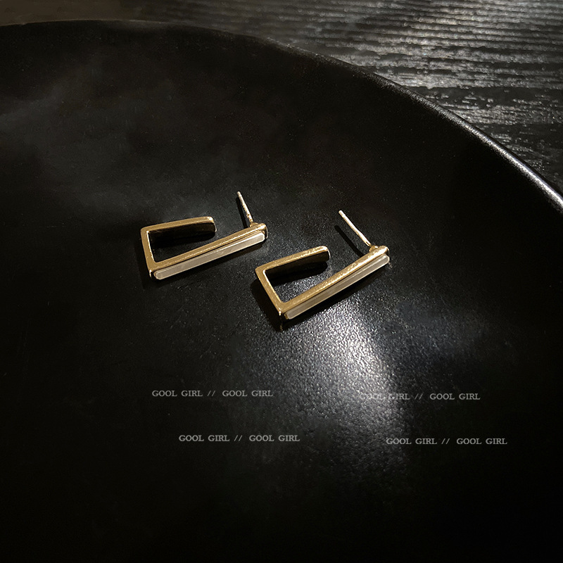 Jewelry Genuine gold electroplating 925 silver needle geometric Shell Earrings exaggerated personality fashion earrings
