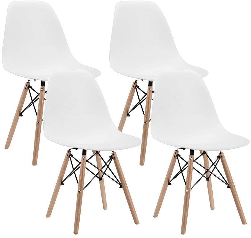 Fine Cheap Modern Design Italian French Wooden Legs White PP Shell Dinner Dinning Room Kitchen Dining Plastic Chair For Sale