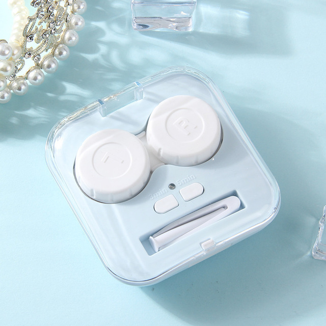 Fashion Automatic cleaning of portable lovely contact lens case can be customized LOGO glasses case