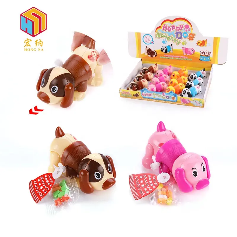 european supermarket happy naughty dog on chain sweet kid's candy toy