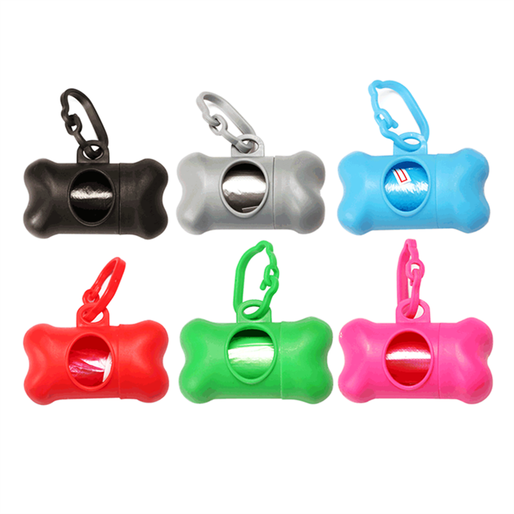 Wholesale Multi-Color Custom Bone-Shaped Pet Dog Poop Bag Holder Portable Dog Poop Bag Dispenser