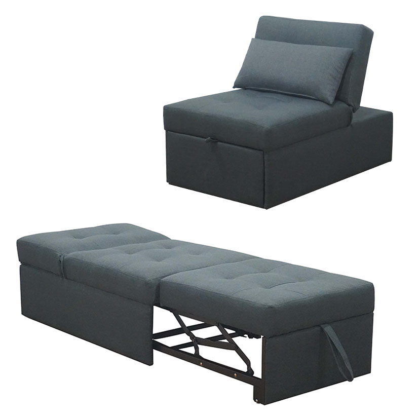 Modern Style Single Reclining Sofa Bed Living Room Furniture with Folding Fabric Ottoman 4 In1 Lip Couch Leisure Sleeper Stylish