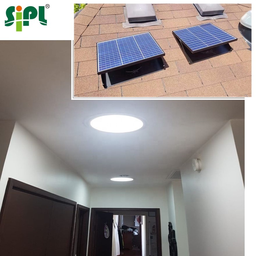 Ceiling Embed-Mount House Natural Lighting Kit Innovative LED Panel Roof Building Light Solar Panel Powered 300mm Round Skylight