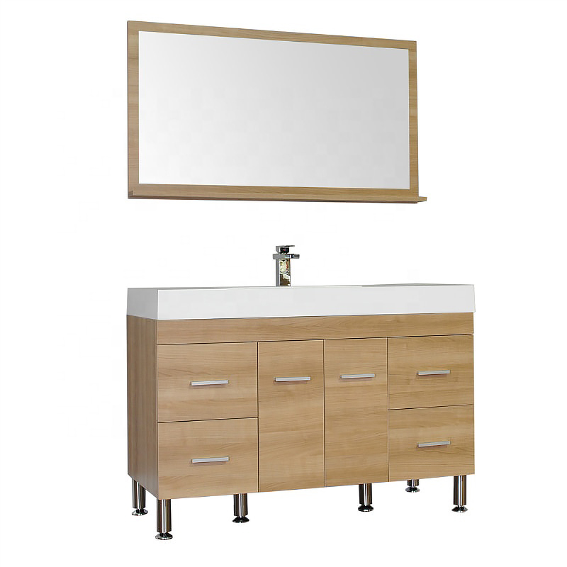 Simple American Design Wooden Bathroom Cabinet with Mirror