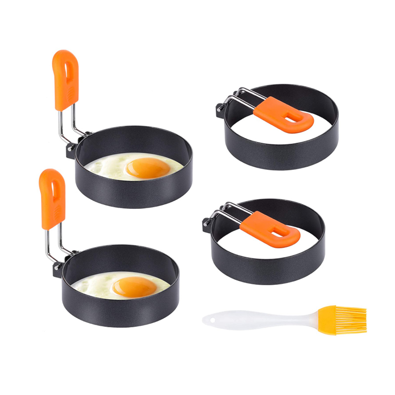Non-stick Stainless Steel Circle Fried Egg Pancake Mold Ring Rings Maker with Oil Brush Home kitchen tools