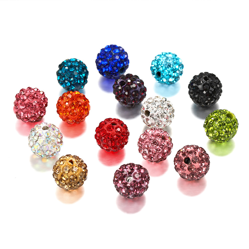 10/12mm Colorful Clay Pave Crystal rhinestone Beads in Bulk Wholesale Ceramic Crystal Ball Colorful Beads for Jewelry Making