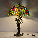 LongHuiJing 12Inch Sunflower Stained Glass Lampshade Tiffany Style Light Semi Flush Mount Ceiling Lamp With Bowl Shade
