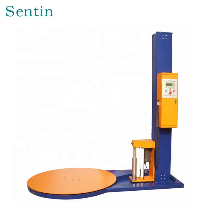 Semi Automatic Vertical Pallet Stretch Film Wrapping Machine With Plastic Film For Sale