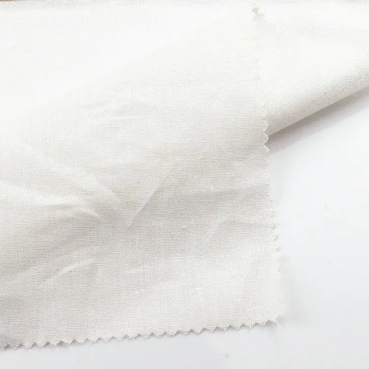 55/56" 143gsm white color soft PFD 55% linen 45% rayon fabric