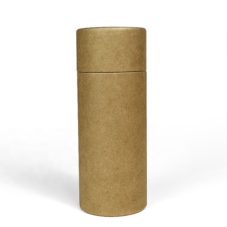 Biodegradable deodorant push up cylinder packaging box kraft paper cardboard lip balm tube