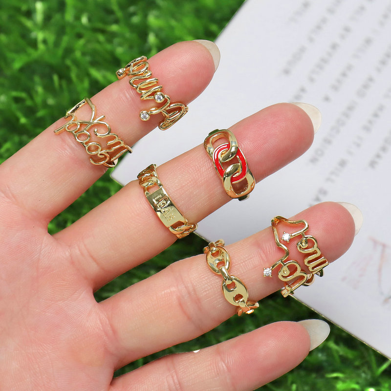 Fashion Love Word Initial Ring Women Couple Pig Nose Fingers Ring Jewelry Engagement Bands Rings